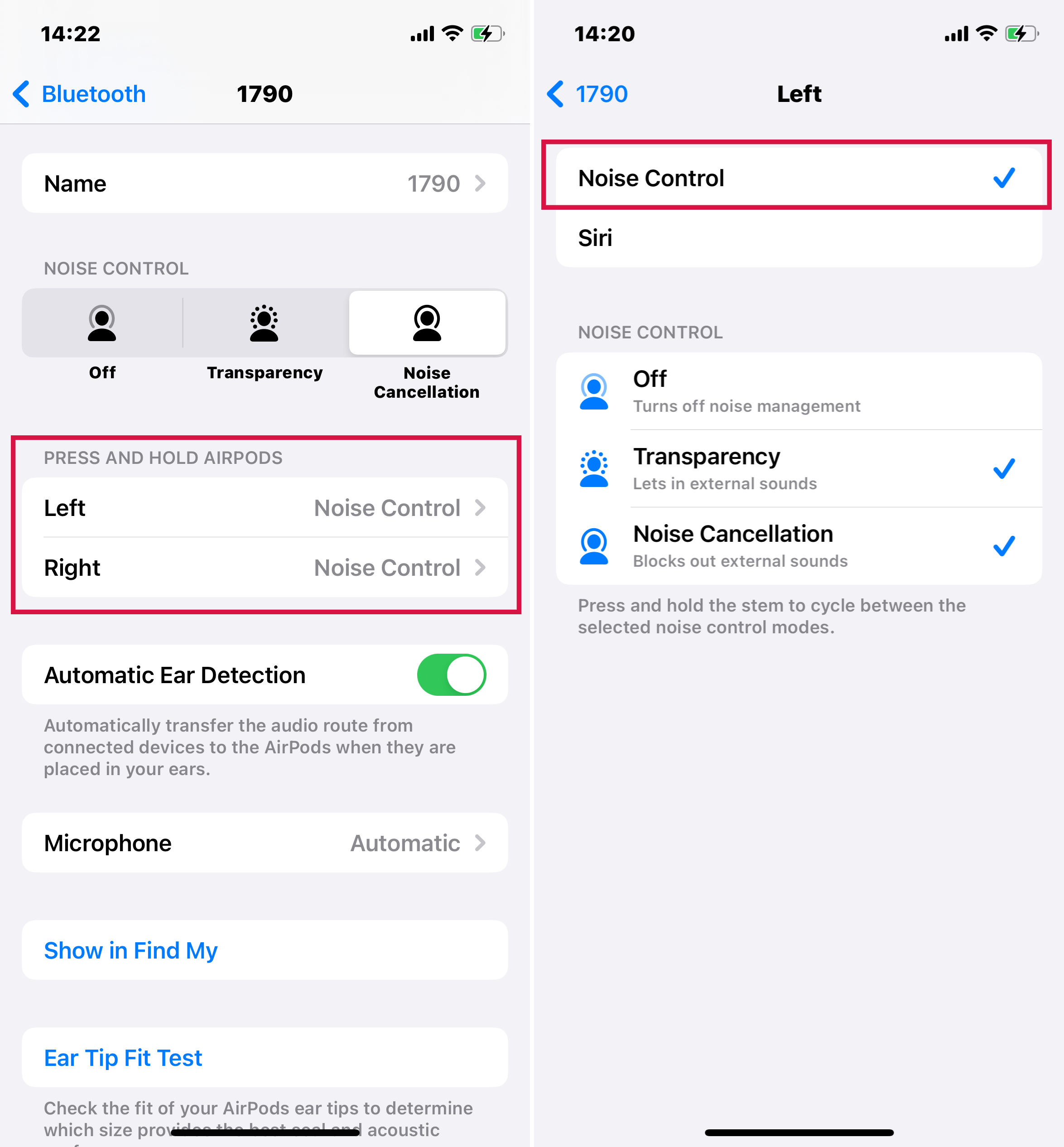 Change the Press and Hold Action on AirPods Pro