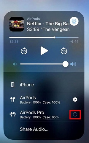 Disconnecting one of two AirPods that were connected on iOS device