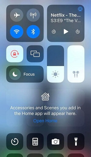 Navigate to iOS control center