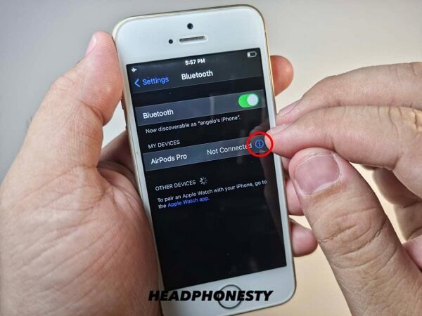 Navigate to AirPod settings on your iPhone