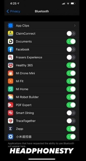 View All Apps With Bluetooth Permission