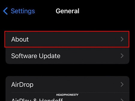 Choose the About on Settings