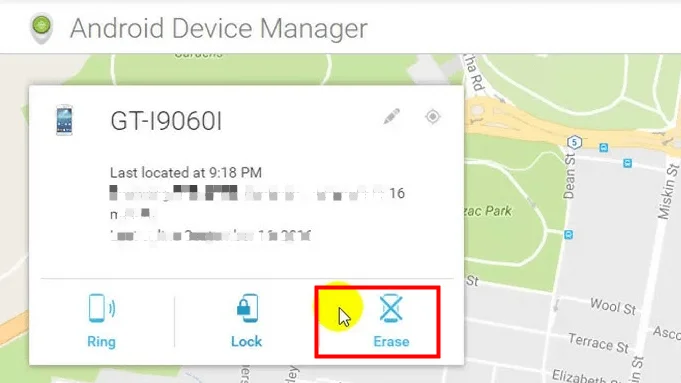 Android Device Manager Erase Function