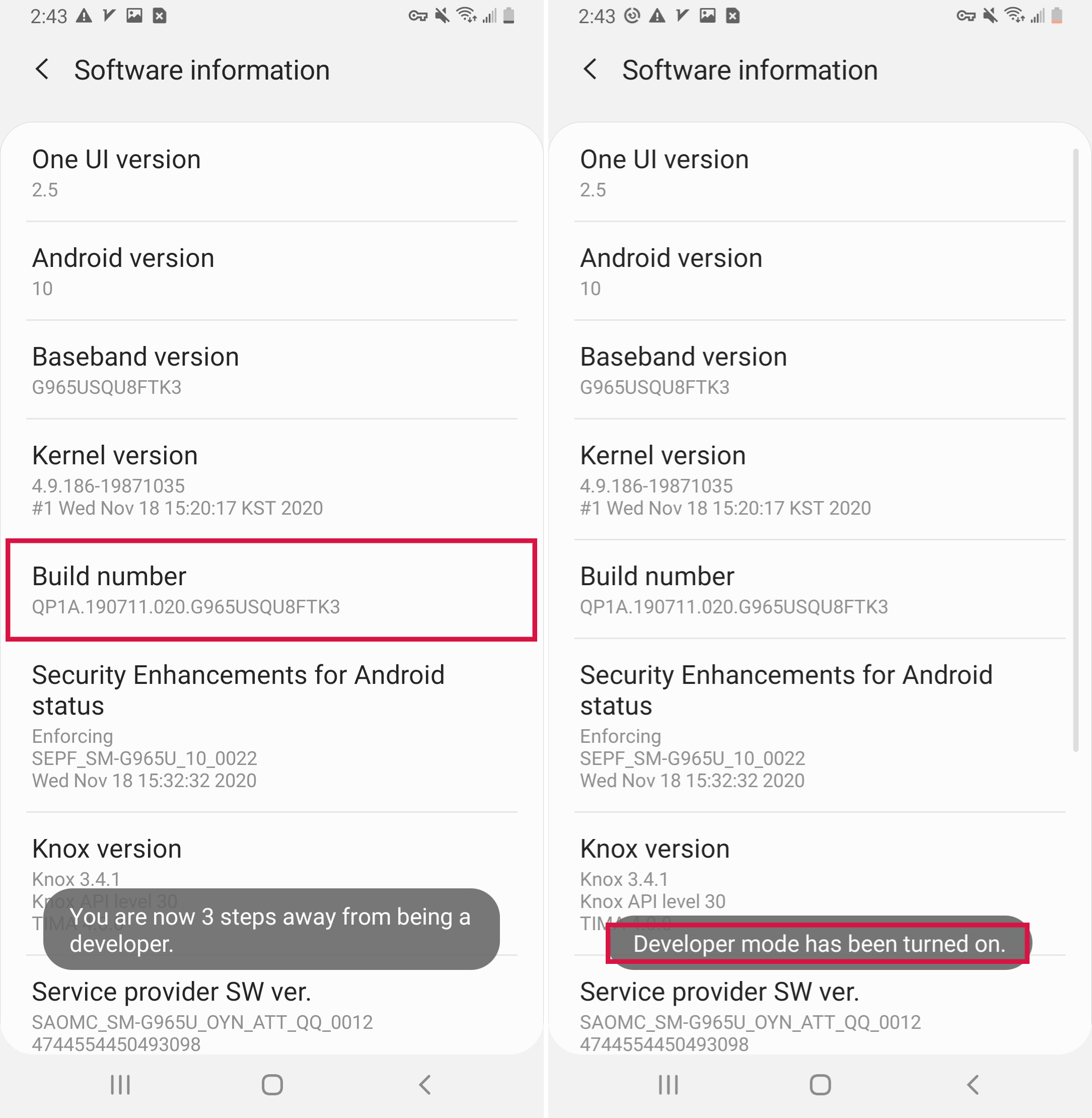 Enable Developer Options on Samsung Galaxy device