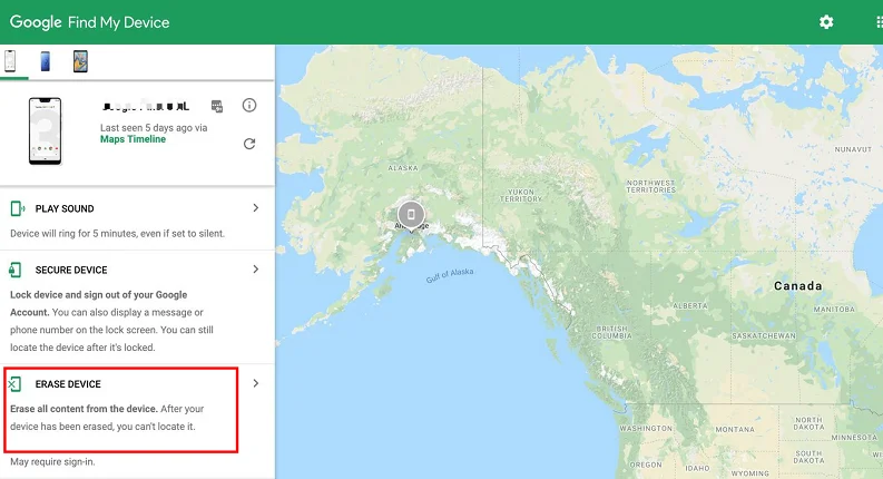 Samsung Find My Mobile Erase Data