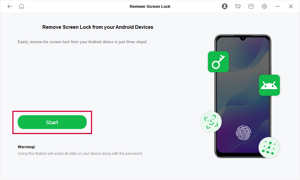 Mobitrix LockAway Click Start to Remove Android Screen Lock