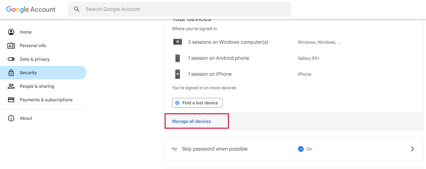 Remove the Device from Google Account 1