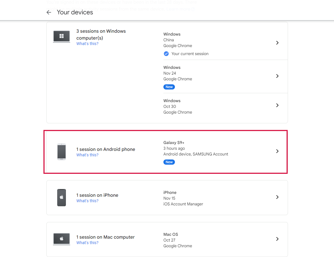 Remove the Device from Google Account 2