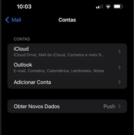 Selecione a conta de email