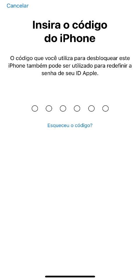 Tela de código de desbloqueio do dispositivo