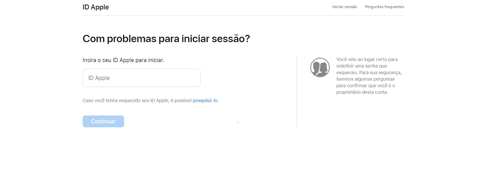Insira seu e-mail no iforgot.apple.com