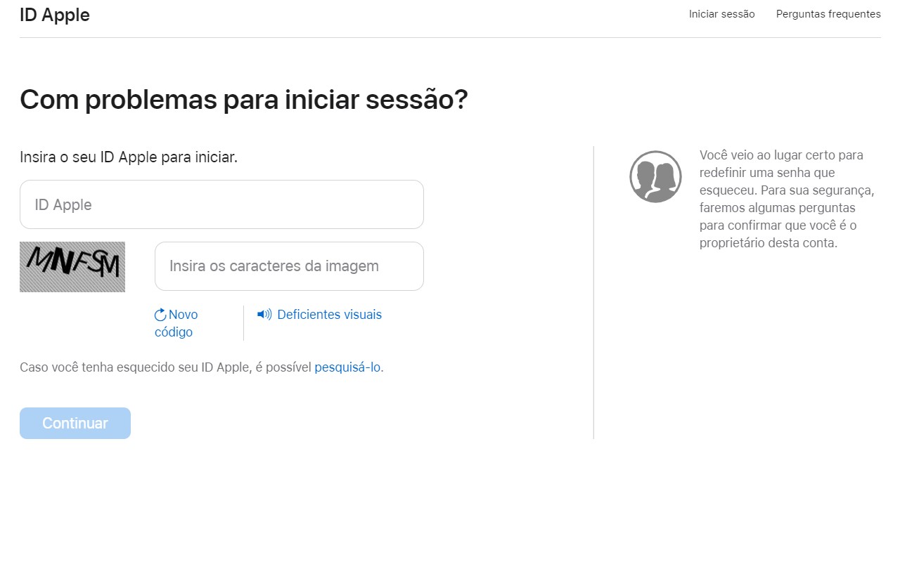 Página iforgot.apple.com