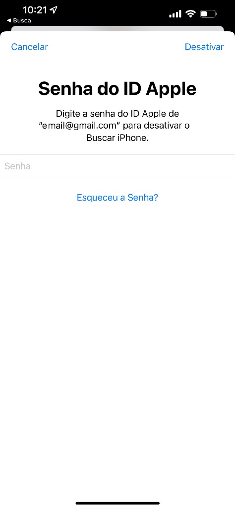 Senha ID Apple (onde se encontra o “Esqueceu a senha?)