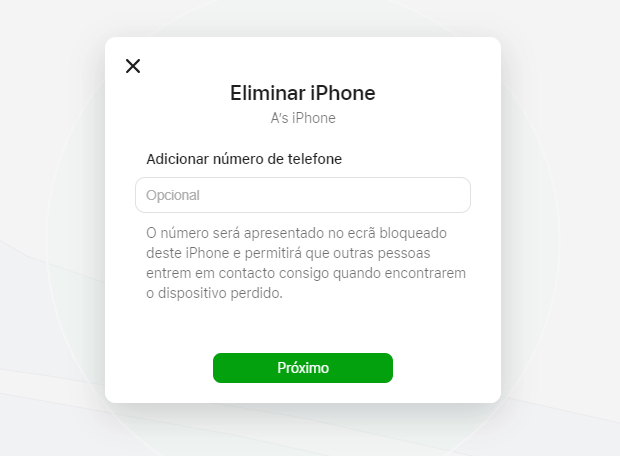 Icloud Insira O Número De Telefone Para Apagar O Iphone