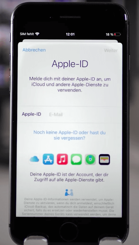 Wählen Sie Apple ID vergessen