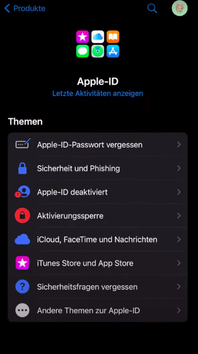 Tippen Sie auf Passwort & Sicherheit
