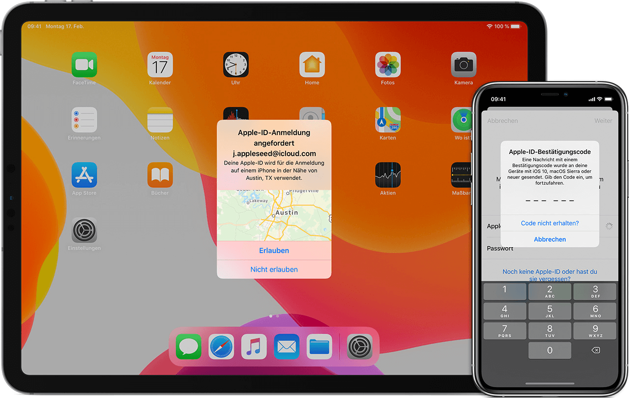 Zwei -Faktor -Authentifizierung auf dem iPhone und iPad