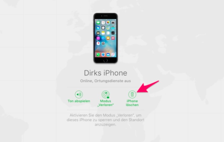 Klicken Sie auf das iPhone löschen
