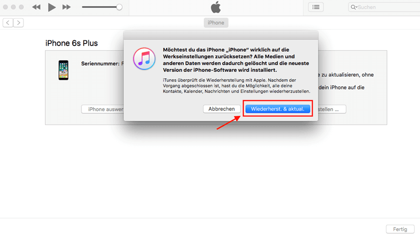  Klicke auf Wiederherstellen und aktualisieren