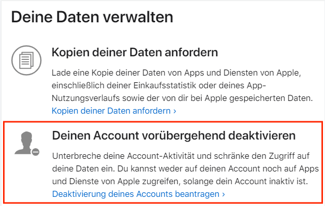 Dein Konto vorübergehend deaktivieren