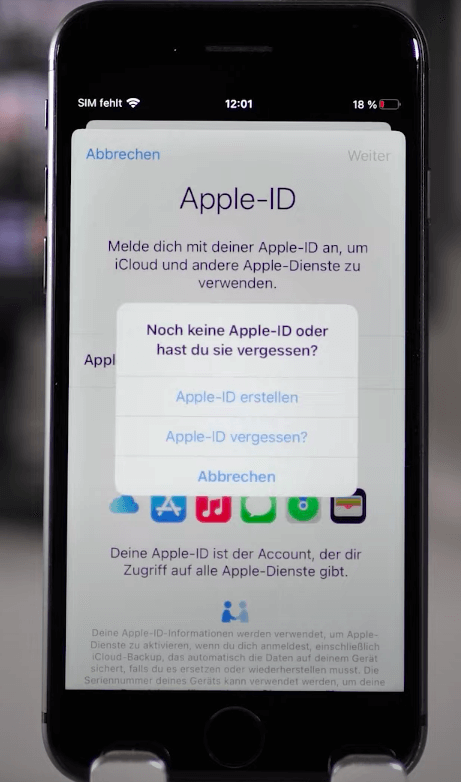 Tippen Sie auf Apple-ID vergessen?
