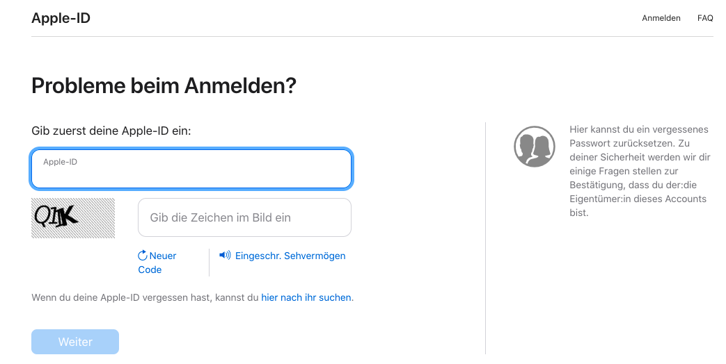 Gehe auf die Website iForgot.apple.com