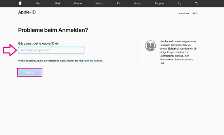 Geben Sie eine Apple-ID an