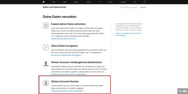 Löschung deines Accounts beantragen