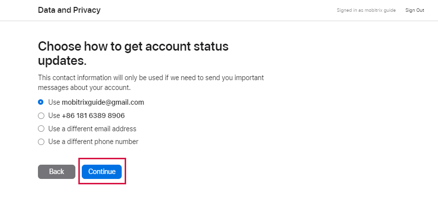 Choose How to Get Account Status Updates