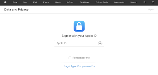 Sign In Apple Data And Privacy Page