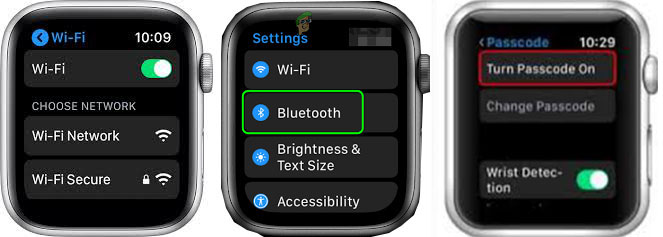 apple watch turn on wifi bluetooth passcode