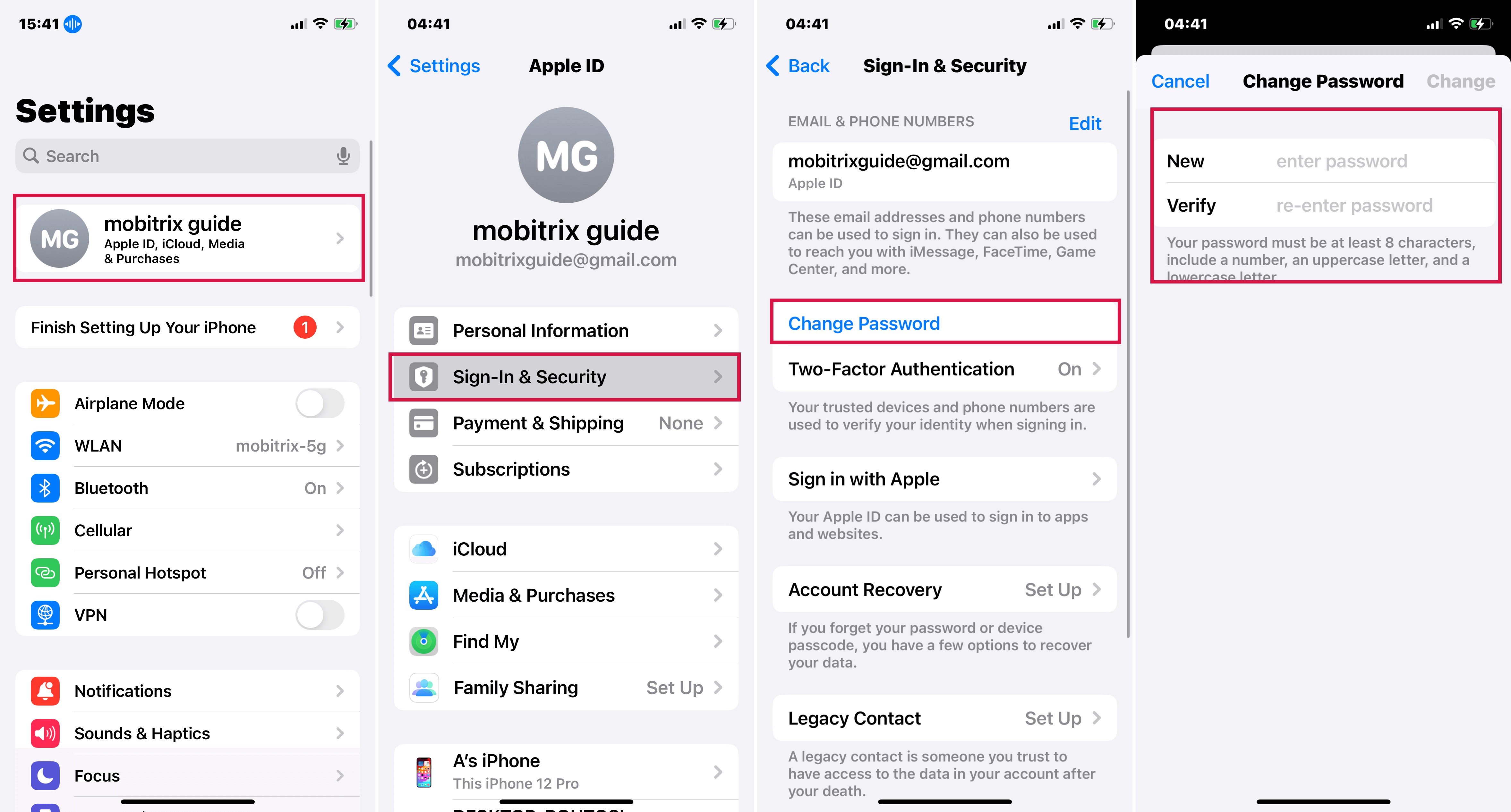 Reset Apple ID Password via iPhone Settings