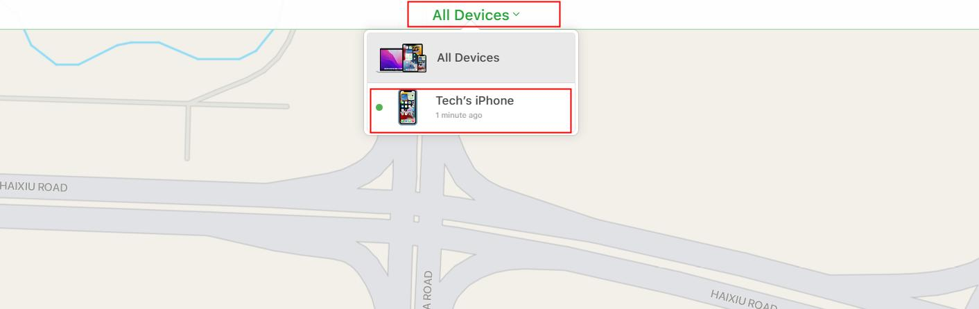 Haz clic en Todos los dispositivos y elige tu dispositivo