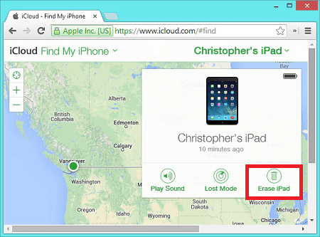 click erase ipad