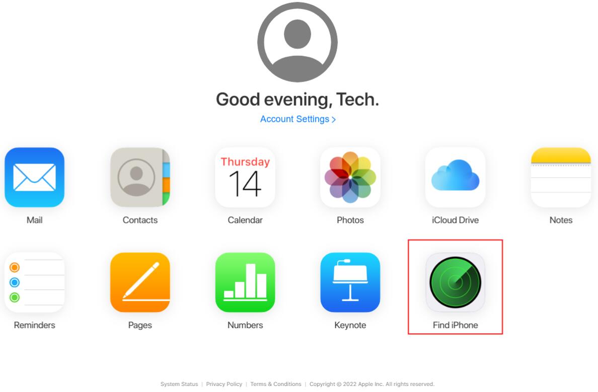 click Find iPhone