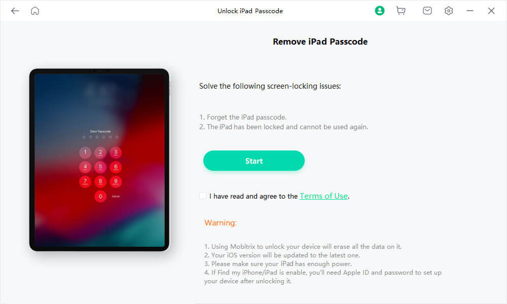 Mobitrix LockAway Click Start to Remove iPad Screen Passcode