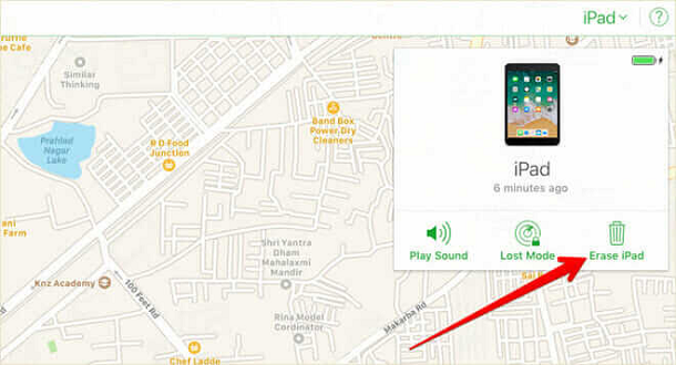 unlock iPad via find my phone erase iPad