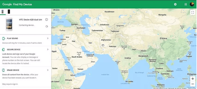 unlock Android via find my device