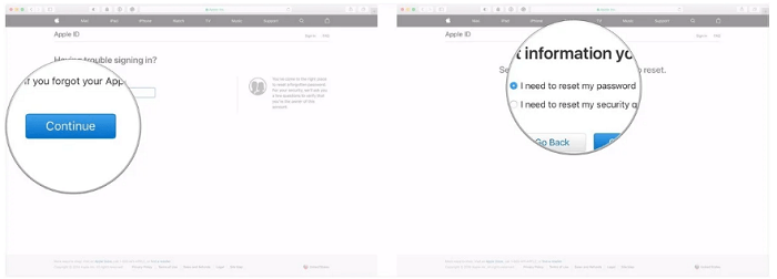 forgot apple password settings apple reset via iforgot choose option and continue