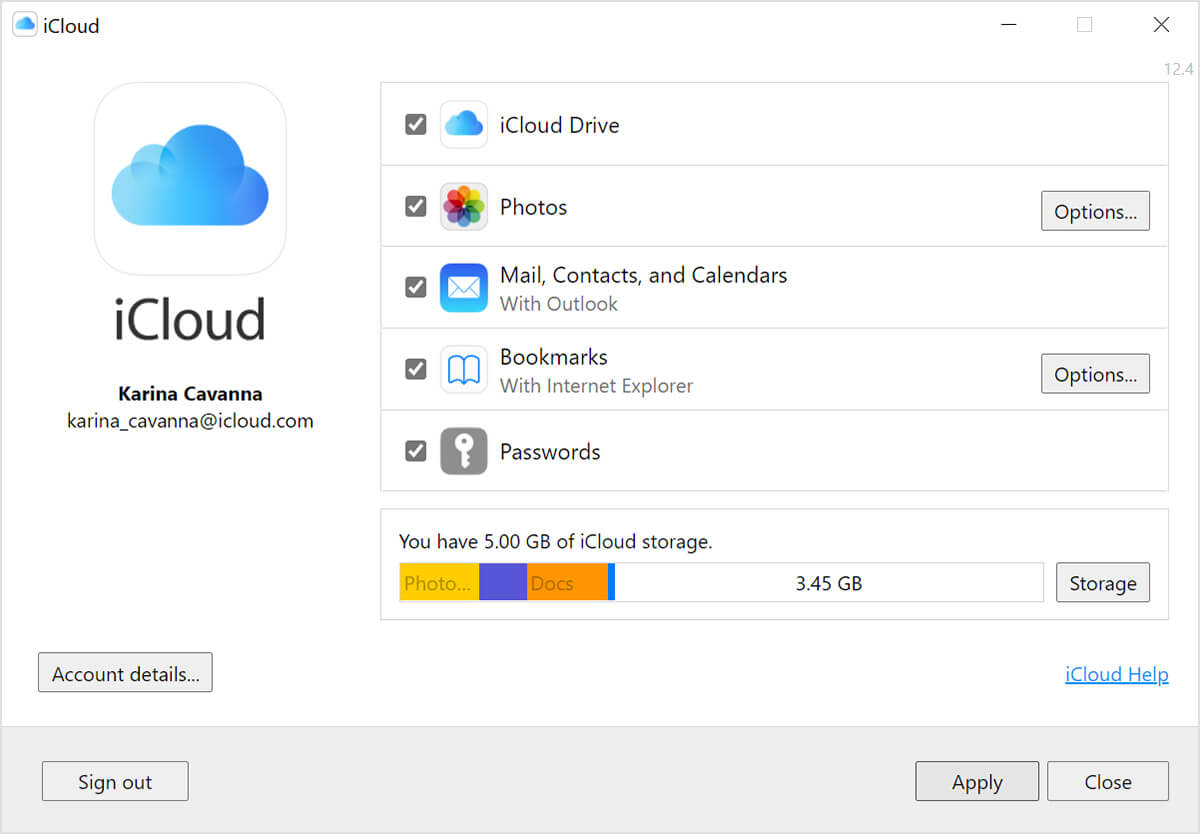 how to set up icloud email on windows