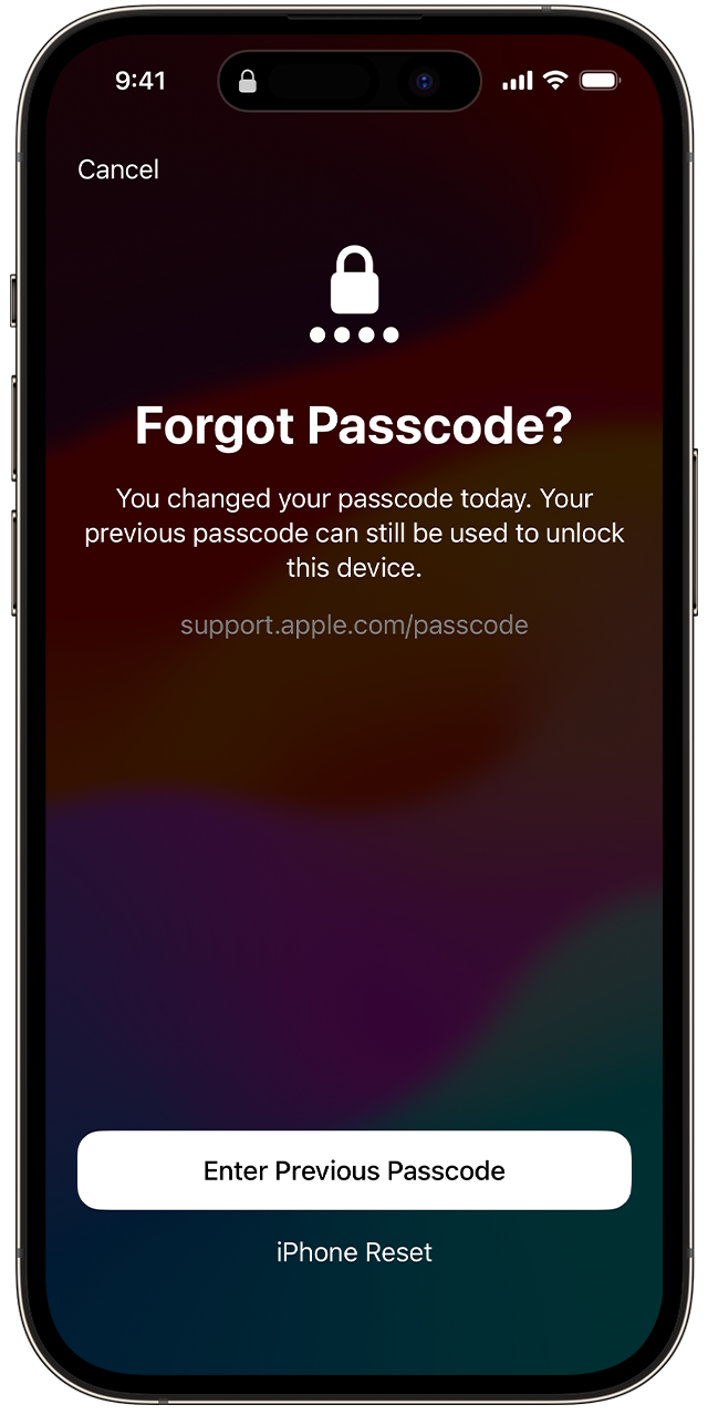 Enter Previous Passcode to Unlock iPhone