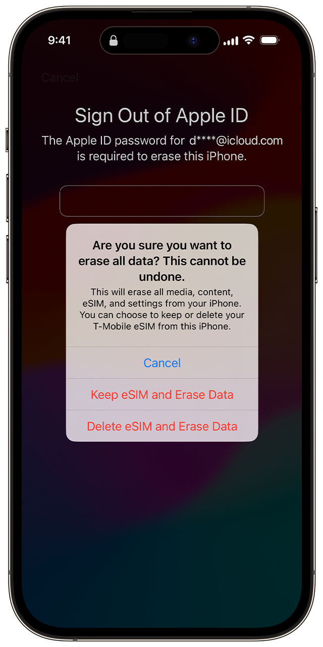 Option to Keep or Delete eSIM When Erasing Data on iPhone