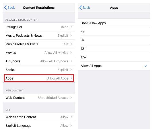 Unhide Apps with Content Restriction