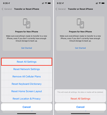 Reset iPhone Settings