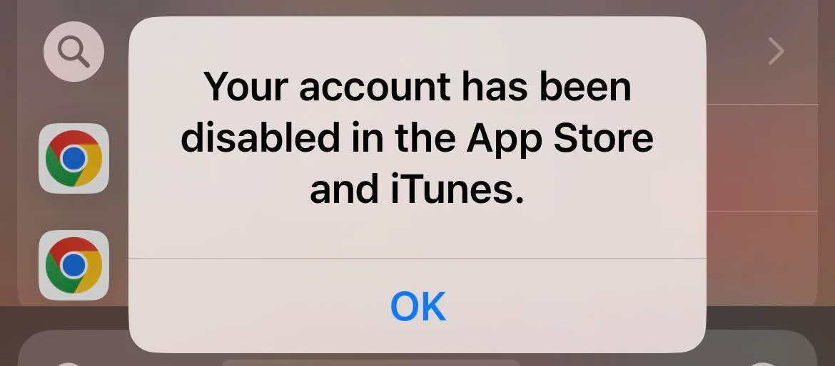 Your Account Has Been Disabled in the App Store and iTunes