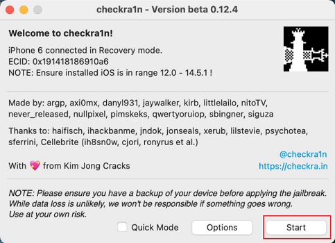 launch checkra1n