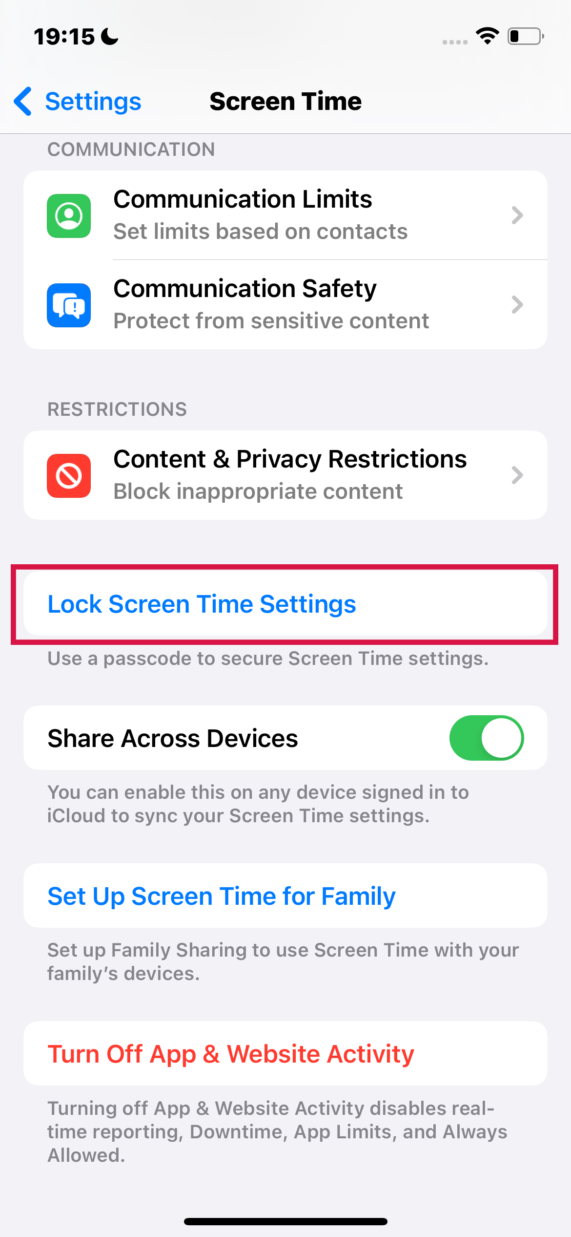 iPhone Lock Screen Time Settings