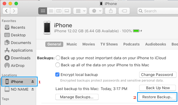 Restore iPhone Backup on Mac