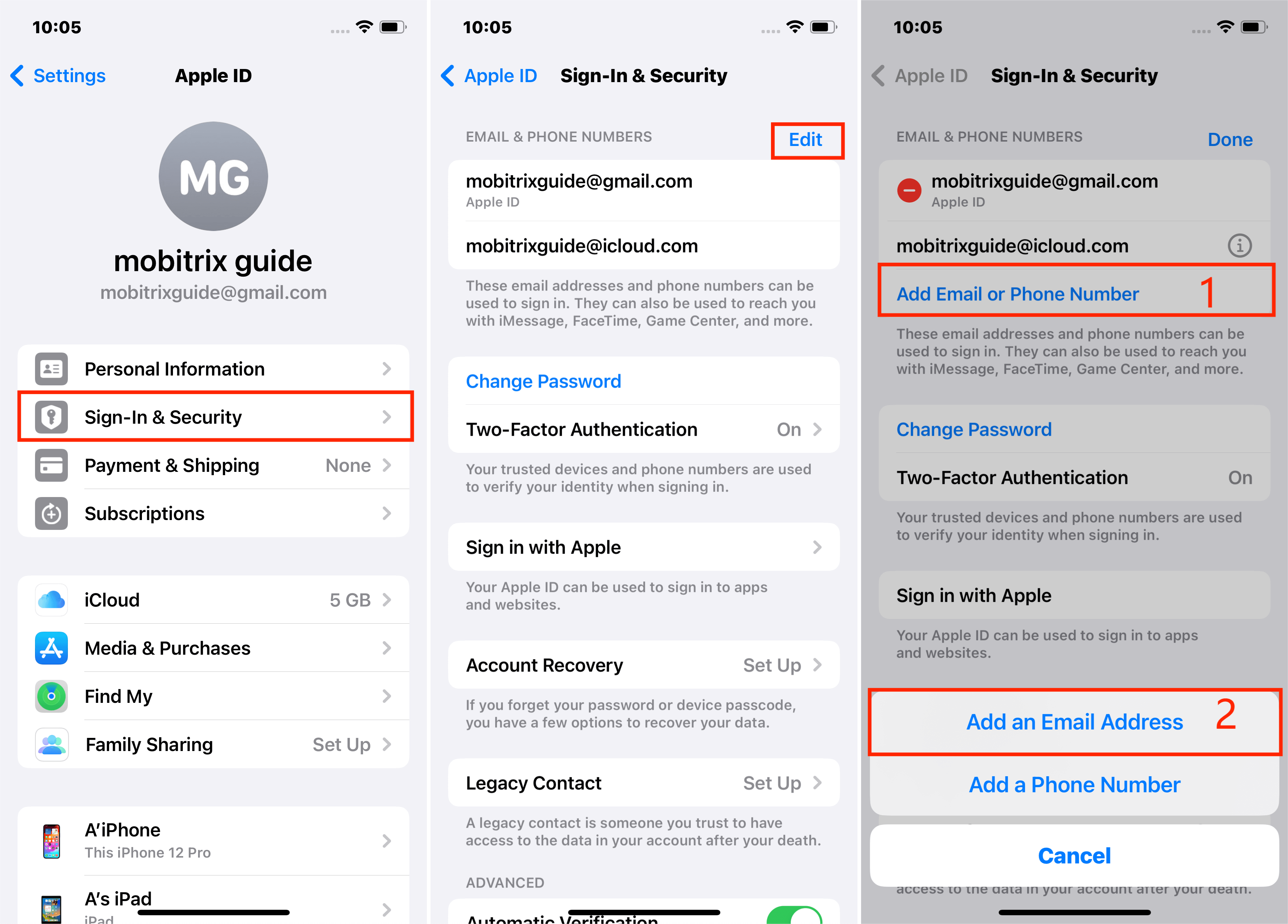 Change Apple ID Email Address in iPhone Settings