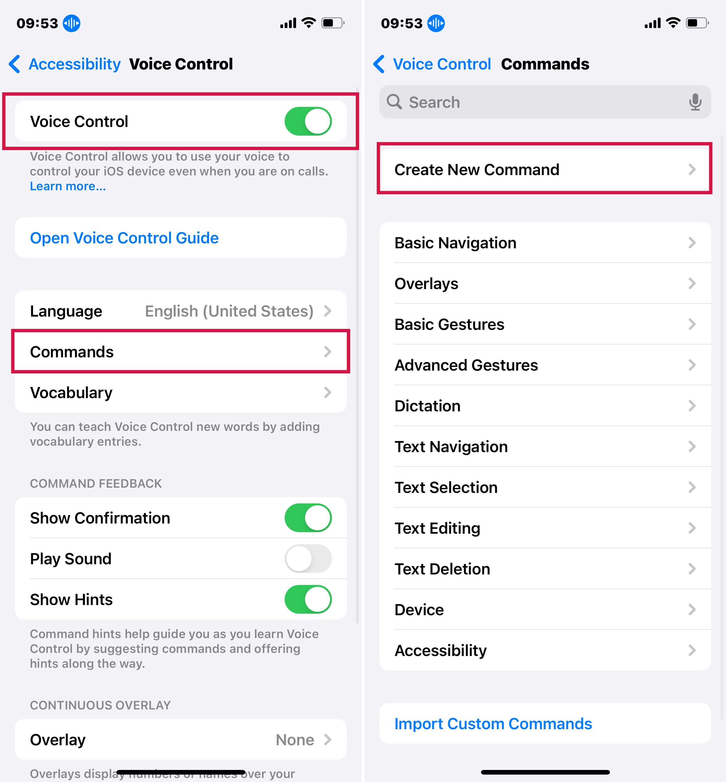 Voice Control Create New Command